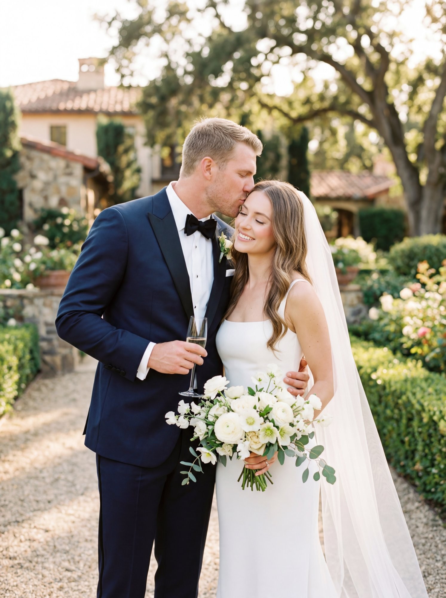 Romantic wedding couple garden ceremony Los Angeles bridal beauty